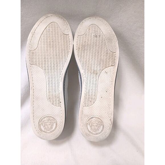 Versace Leather Sneakers Low Top Trainers Men Euro 42 9 White Greek Pattern Logo main image 6
